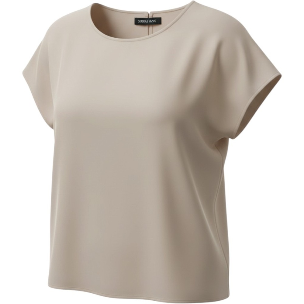 Notations Women Taupe Beige Short Sleeve Keyhole Back Blouse Small